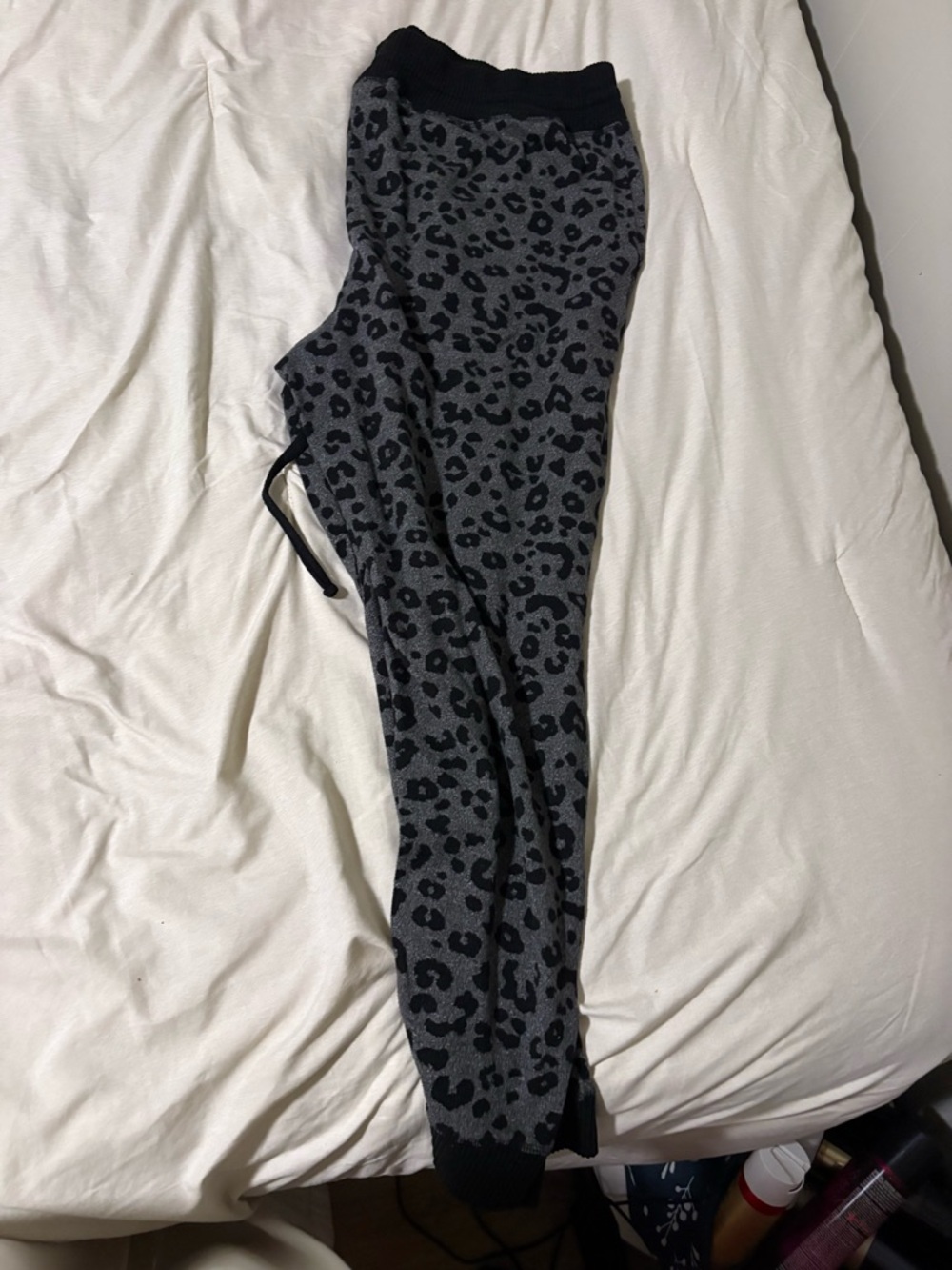 Time and Tru Charcoal Gray and Black Leopard Print Jogger Pants